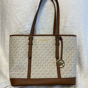 Michael Kors Tan and Cream Signature Tote
